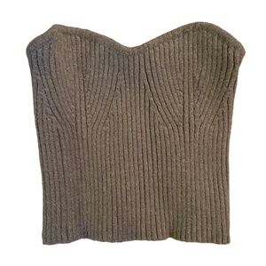 Zara Light Olive Green Tube Top Crop Top